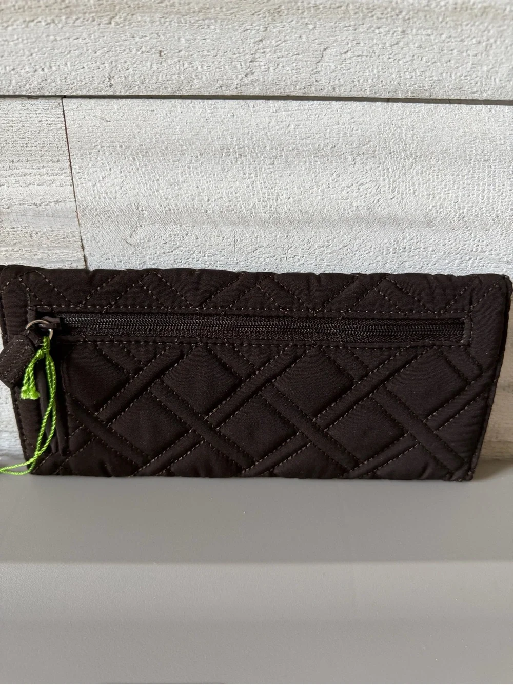 Vera Bradley Espresso Quilted Trifold Wallet with Metal Logo